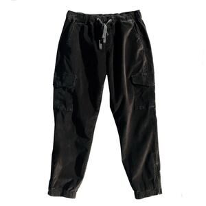 Sanctuary Corduroy Mia Cargo Jogger Pants Black‎ Needle Cord Zip Up Leg Size Med